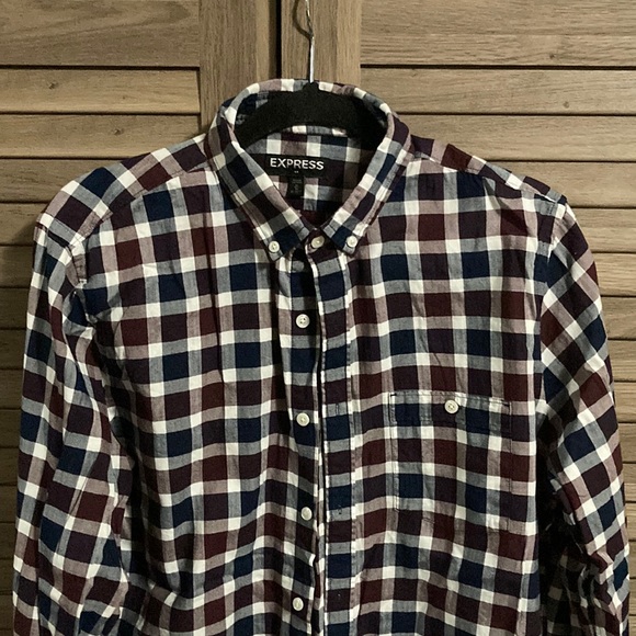 Express Other - Men’s Express 100% Cotton Button Up Front Shirt. (Navy Blue, Maroon, and White)